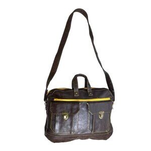 Unbranded Women's Brown Faux Leather Strapped Pilot Bag Sz L